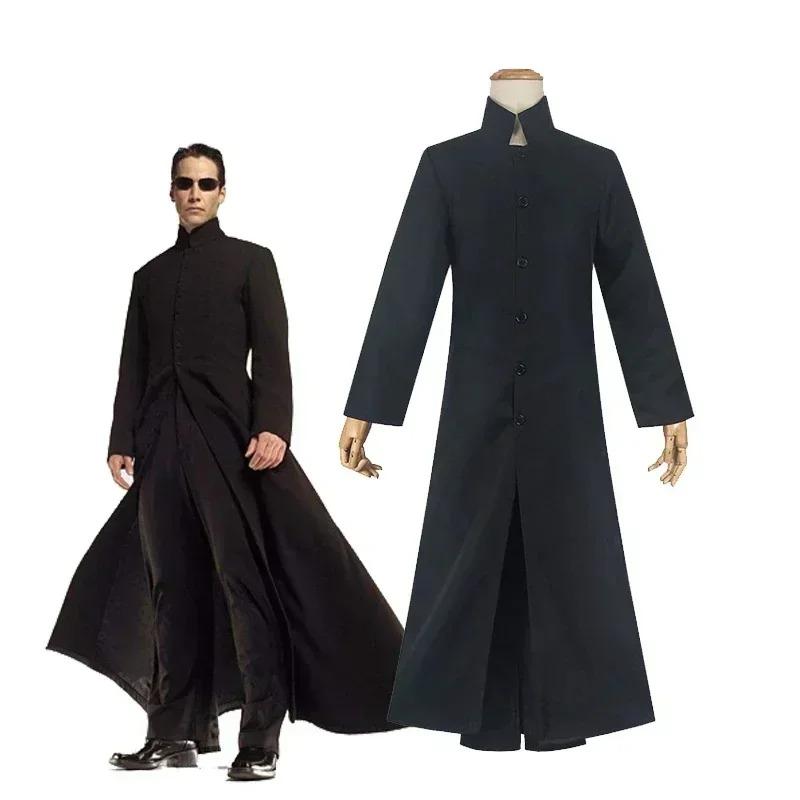 Matrix Cosplay Kostume Neo Trench Coat Black Cosplay Costume Halloween Party Costumes for Men Cos Play Prop Accessories