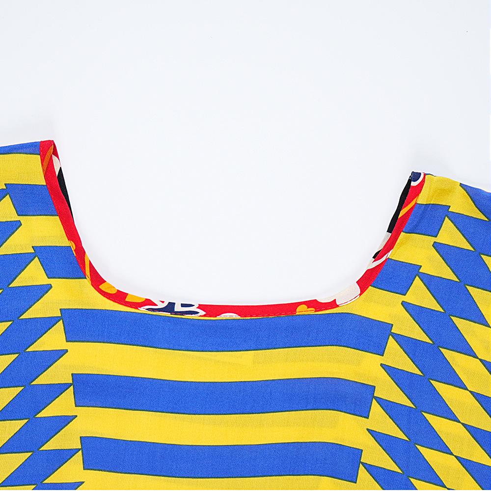 Color Block Chiffon Dress with Headscarf - Plus Size African Muslim Women's Long Robe