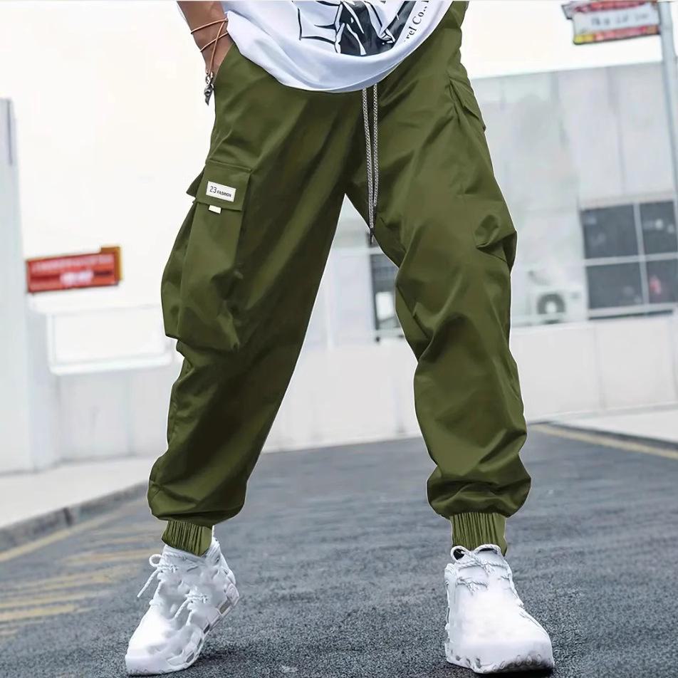 Autumn Japanese-Style Men's Casual Pants with Multiple Pockets and Loose Cuffs