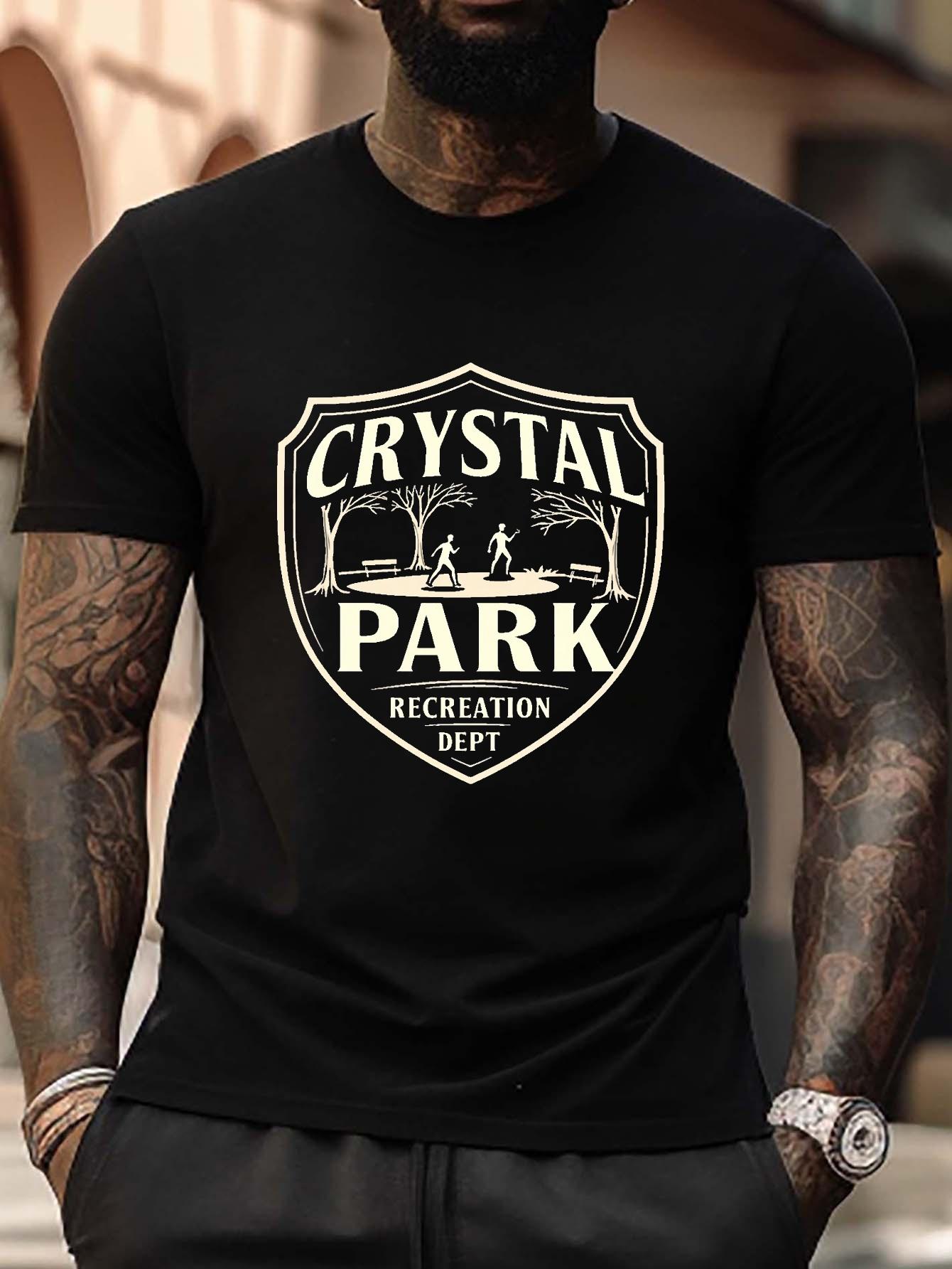 Plus Size Crystal Park Recreation Dept Shield Emblem T-shirt - Gray XXL