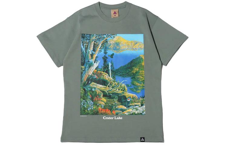 Nike ACG T Shirts Men s Green Crew Neck Moderate Straight Fit DA4878-365 XS