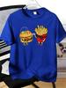 Fashion Unisexs Short Sleeve Crew Neck Tee Cute Fast Food Character High Five Print Soft Cotton Food Enthusiast Urban Casual Shirts
