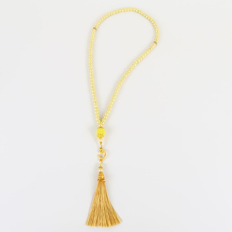 Pearl Prayer Beads Necklace Jewelry Long Tassel Clothes Pandent Accessories
