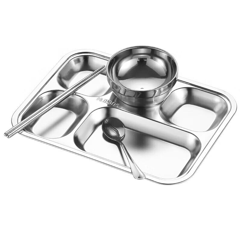 Huihuang 304 Stainless Steel 5-Compartment Meal Plate Set