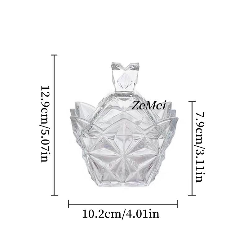European-Style Diamond-Shaped Glass Candy Jar,Transparent Jewelry Organizer Glass Jar With Lid Candy Container Home Decoration
