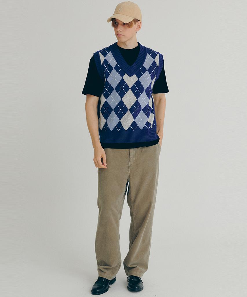 Clove [22Fw Clove] Argyle Wool Vest (Blue)