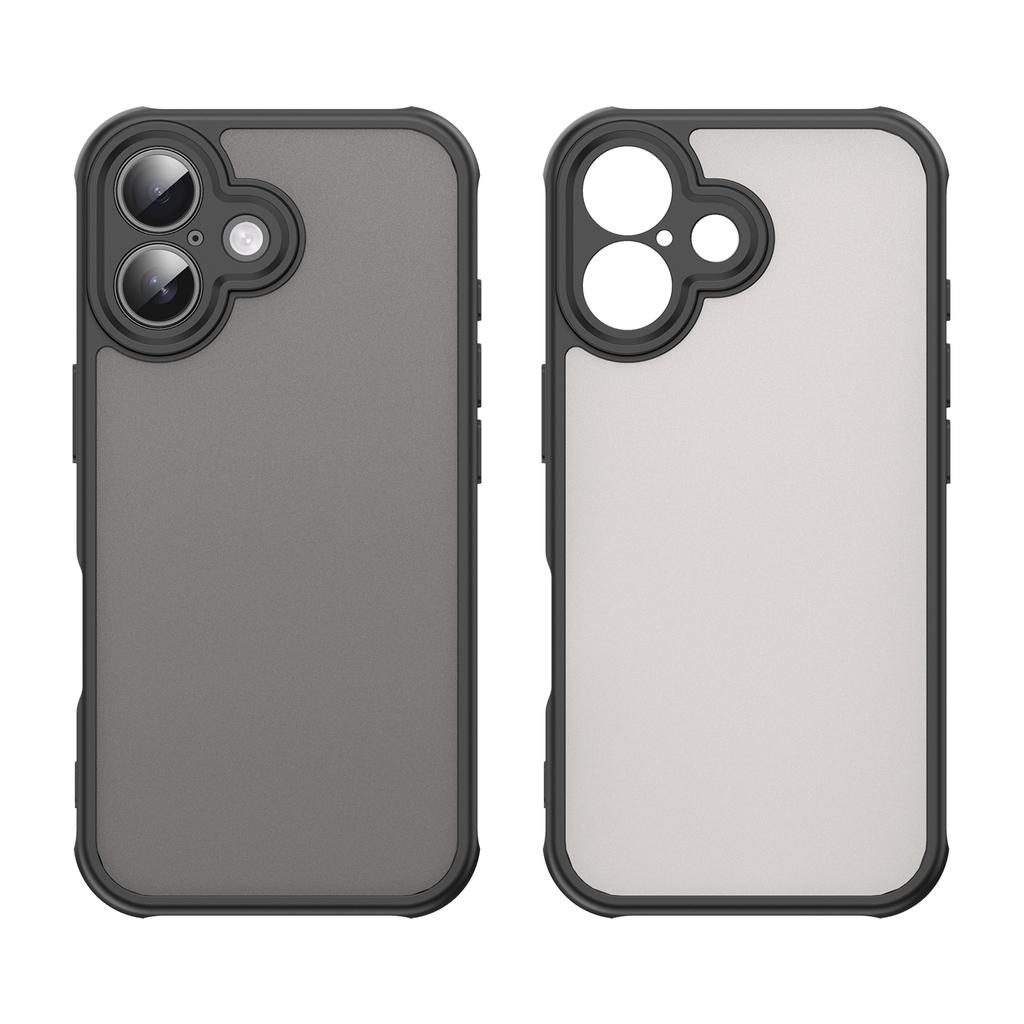 For iPhone 16 Case with Screen Film WANLONFENG FD Series Skin Touch TPU PC Phone Back Cover