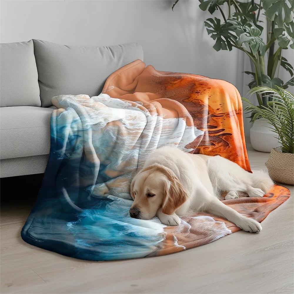 Ocean & Desert Pattern Microfiber Flannel Cover Blanket Bedroom Living Room Sofa Soft And Comfortable Home Decoration