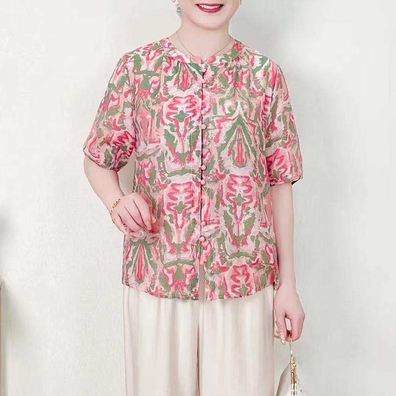 

Women s New Fashionable Spliced round Neck Print Loose Short-sleeved Top XL помаранчевий