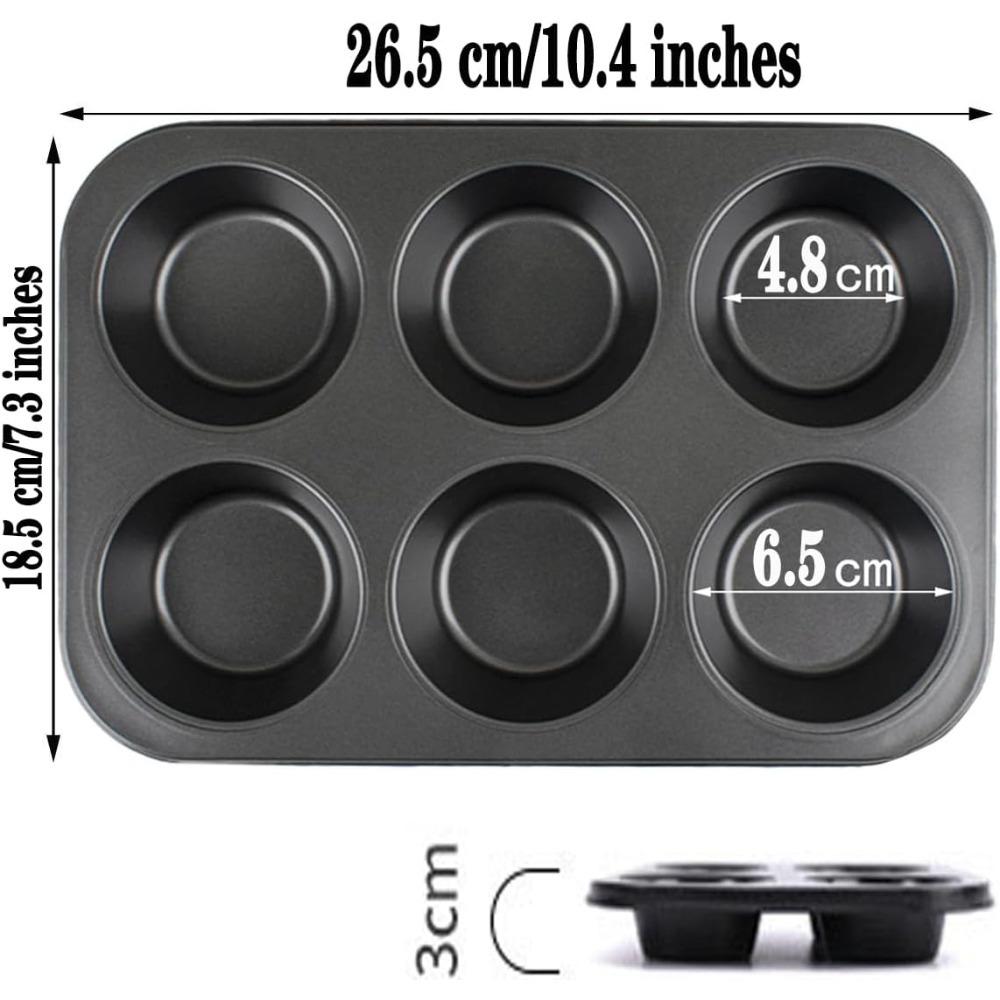 Nonstick Muffin Pan 6 or 12 Cups Cupcake Pan Brownie Egg Bites Cake Pan Carbon Steel Bakeware for Oven Baking Cake Mold