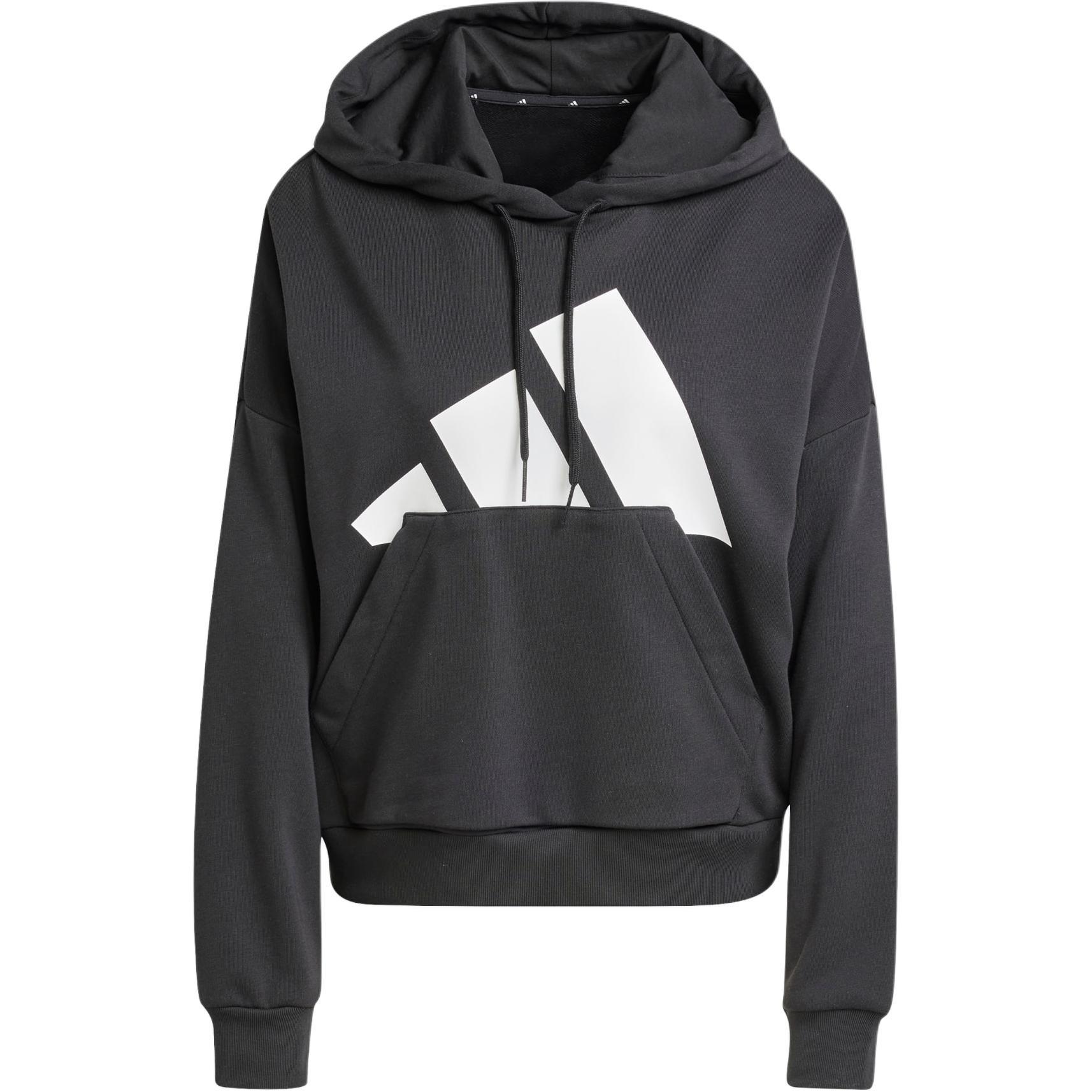 (WMNS) adidas Essentials Big Logo French Terry Loose Hoodie Asia Sizing Black White Women s JN1845 M