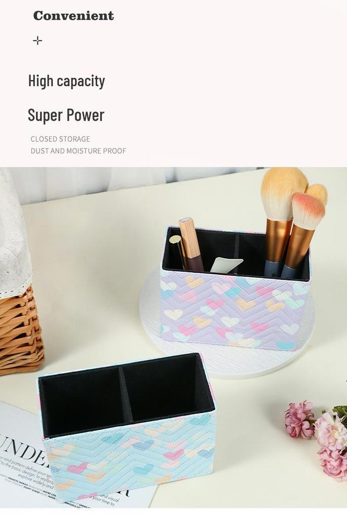 Multifunctional Leather Organizer Box for Pens, Remotes, Office & Makeup Supplies