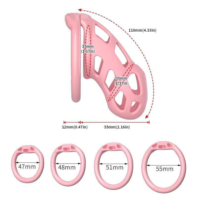 Soft silicone chastity cage pink cock cage lockable male chastity device belt 4size cock ring femdom 18+ adult sex toys for men.