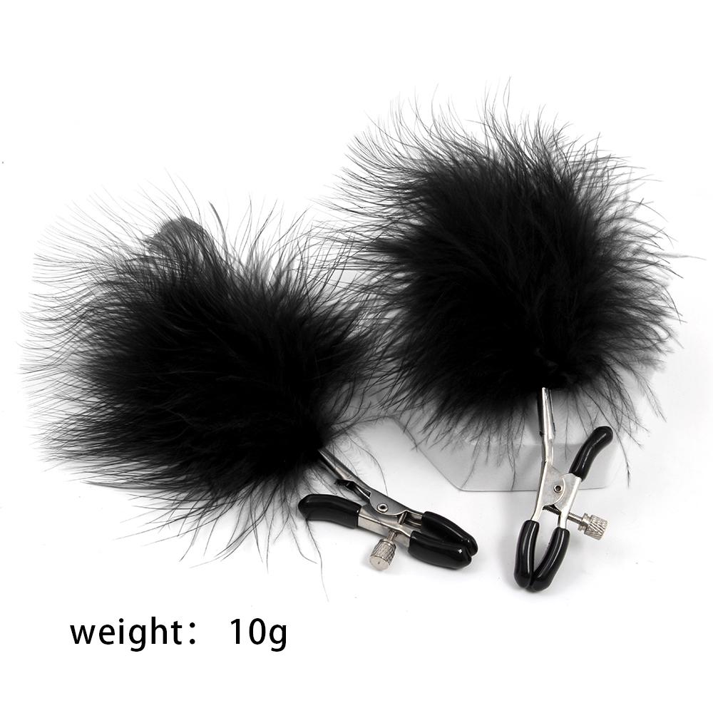 SM Sexy Colorful Feather Nipple Clamps Stainless Steel Metal Massage Breast Labia Clitoris Clips