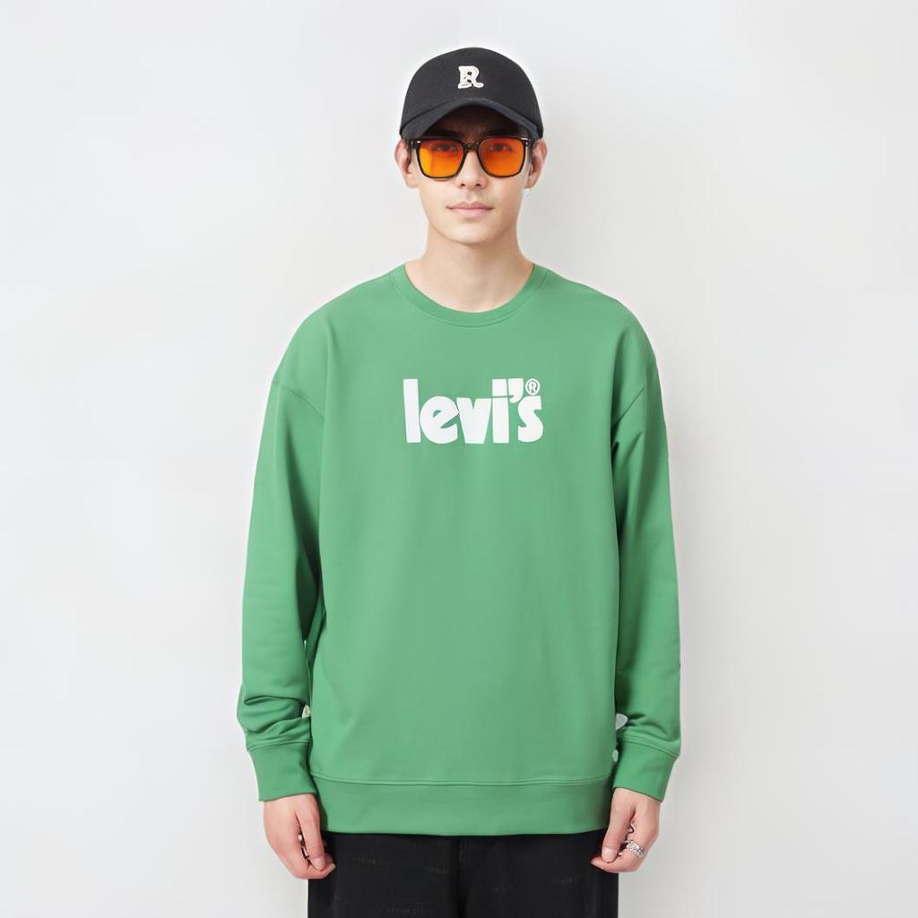 Levis SS23 Letter Logo Bedrucktes Rundhals-Sweatshirt Herren Sweatshirt Grün 38712-0051