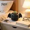 Miniature Desk Decoration 3D Printed Devil Bat Flower Pot, Gothic Halloween Succulents Creative Retro Room Decor Planter with Wing Details for