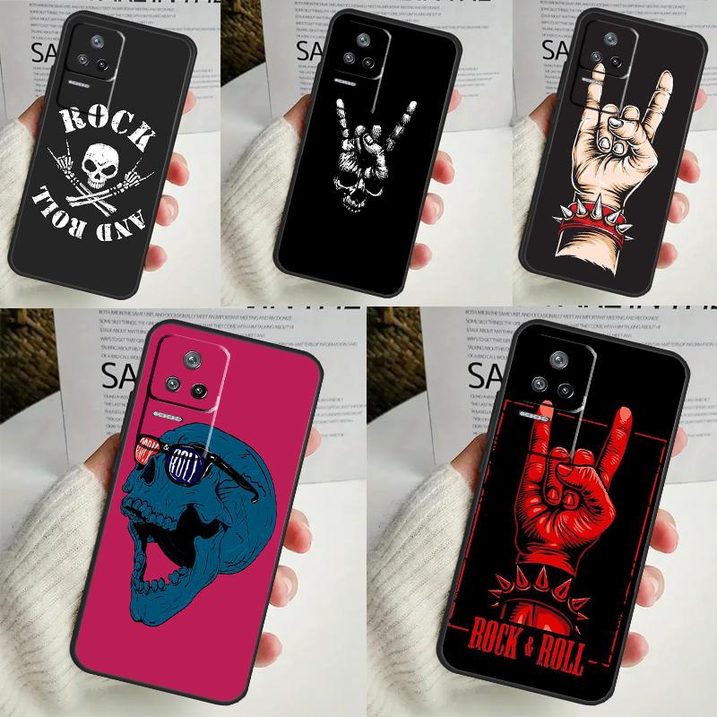 Rock and Roll Skull Funda For POCO M6 Pro X3 X4 X5 X6 M5s F3 F5 Xiaomi 13T Pro 12T 11T 12 13 Lite 14 Ultra Case