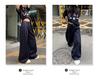 Women's Dark Blue High-Waisted Wide-Leg Jeans - 2025 Spring/Autumn Straight Loose Floor-Length Pants