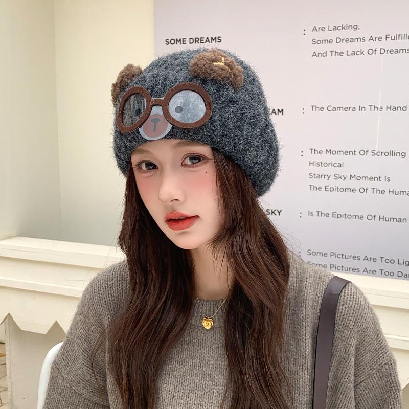 Knitted Bear Wool Blend Winter Hat With Warmth For Girls And Teens