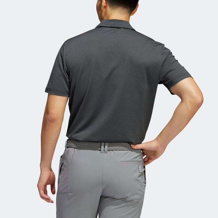 Adidas Ottoman Stripe Golf Polo Shirt Men Tops Black HA9165