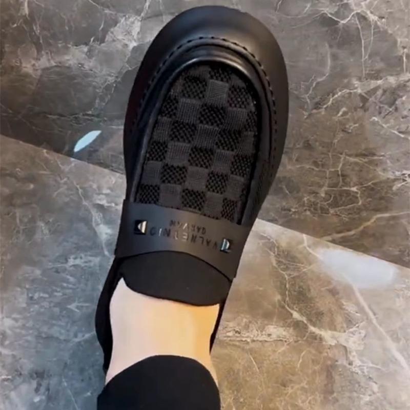 Fashion British Men Casual Lazy Shoes Business Slip On Bean Shoes Male Flat Shoes Platform Dress Man Leather Shoe Summer Autumn Loafers