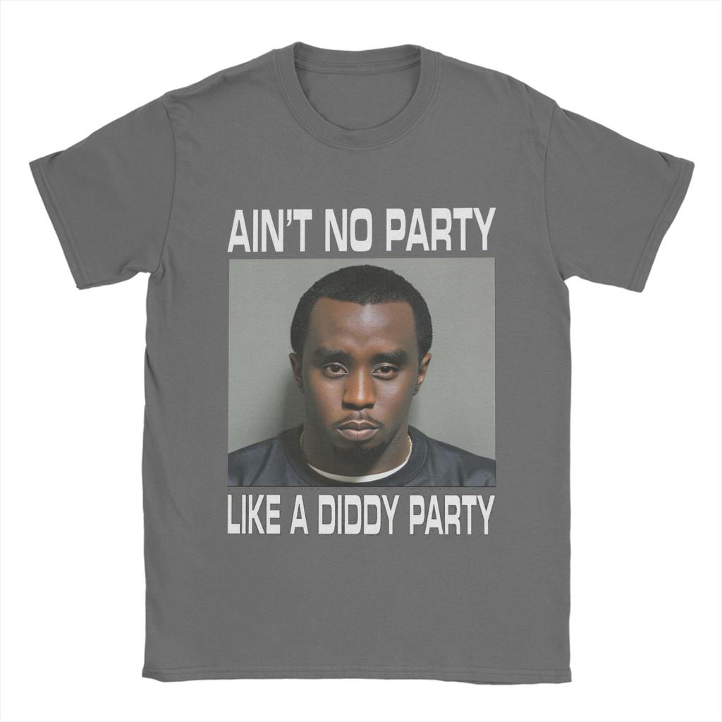 Men's Retro Aint No Party Like a Diddy Party T Shirt Clothes Funny Short Sleeve Crewneck Tee Shirt Summer T-Shirts
