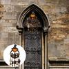 Yousheng Halloween Gothic Wind Chime Spooky Bell Chime with Carved Pumpkin Lantern Ghost Grim Reaper Black Cat for Porch Lawn Window Decor