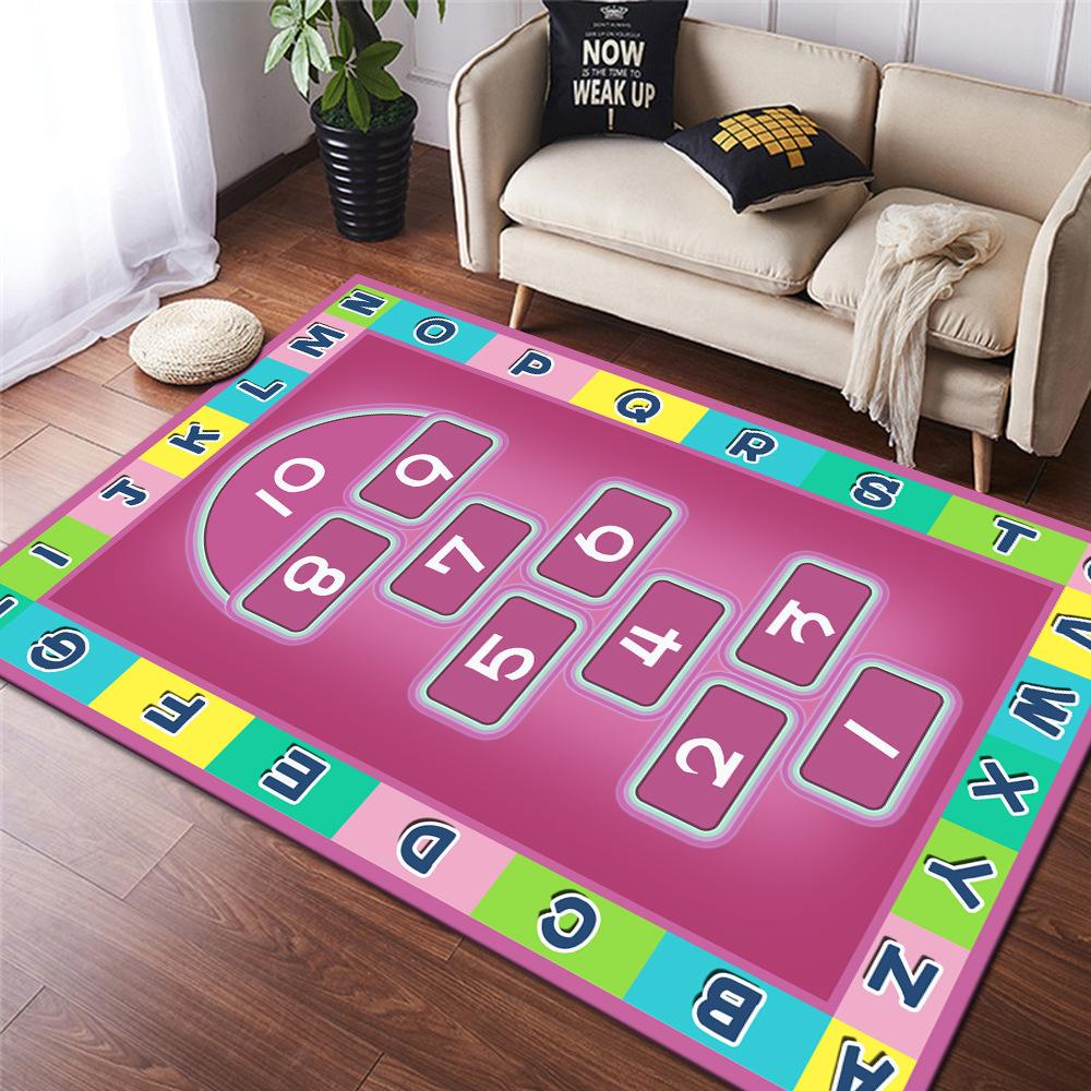 Cartoon Hopscotch Flannel Carpet for Bedroom Living Room Bedside Girl Room Floor Mats Home Decor Layout Sofa Cushion Rug