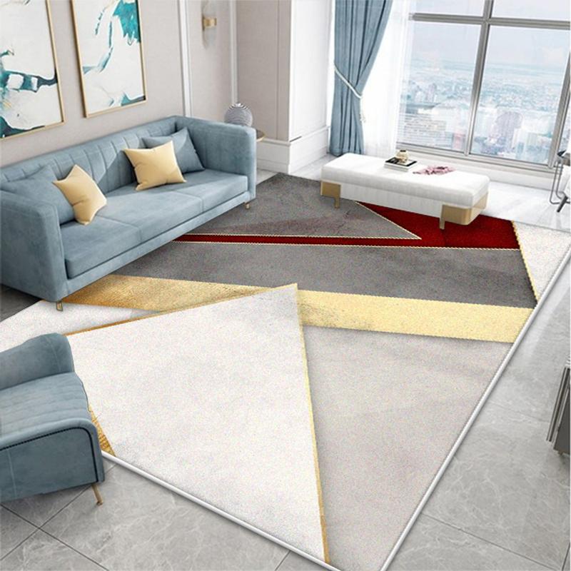 Nordic Geometric Living Room Carpet Modern Decoration Bedroom Bedside Fluffy Plush Rug Cloakroom Bathroom Non-slip Soft Door Mat