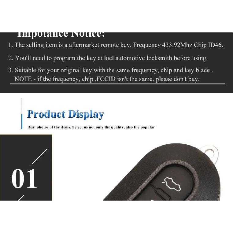 Jingyuqin 2/3 Buttons Delphi BSI /Marelli 434Mhz ID46 Car Remote Key For Abarth 500 595 500 124 695 5CC 71752289 6000628973