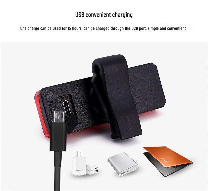NQY USB Rechargeable Rainproof Bicycle Taillight with Long Battery Life
