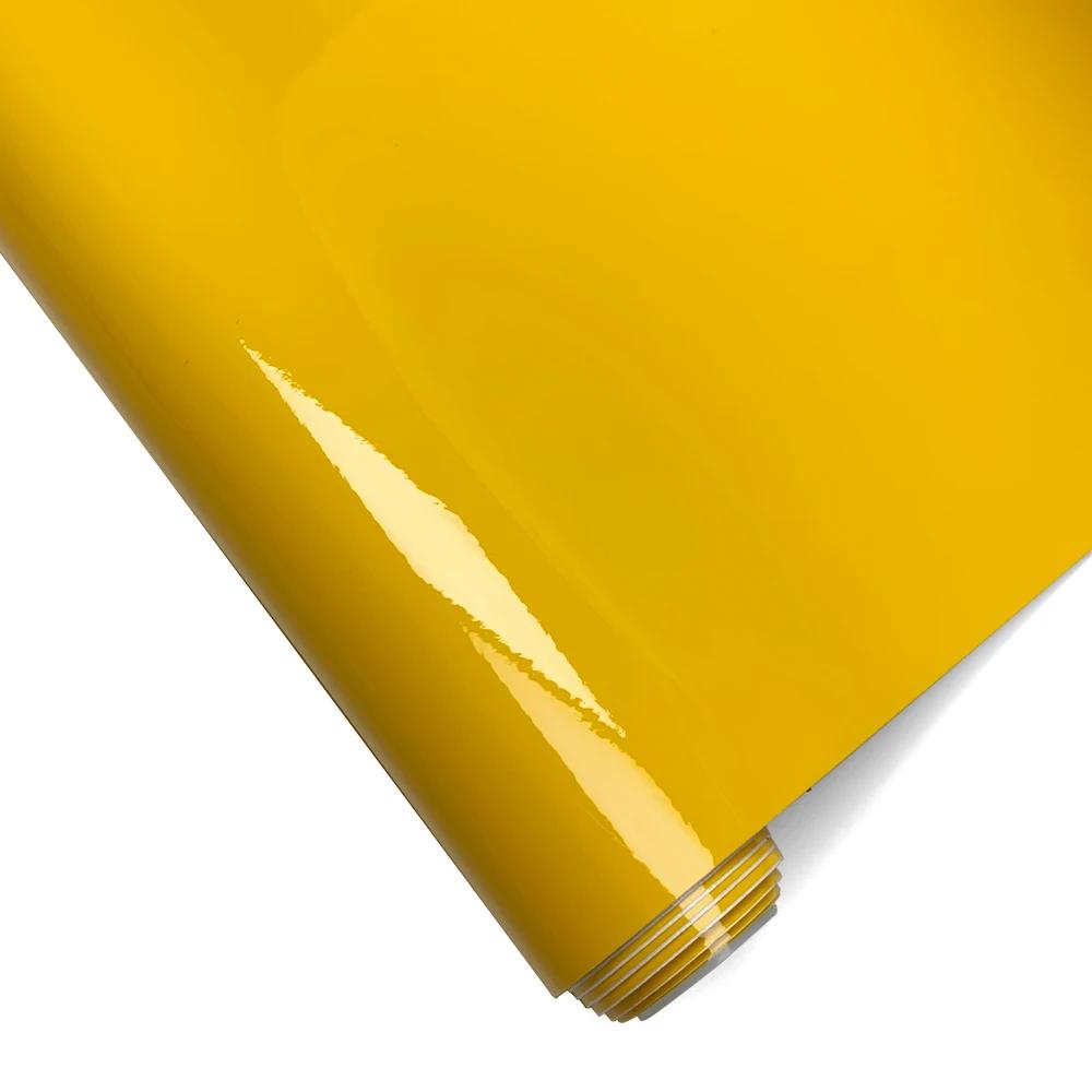 Car Body Vinyl Wrap Gloss Yellow Film Decals  Waterproof Self-adhesive Stickers Tablet Color Changing Films for Car Accessories