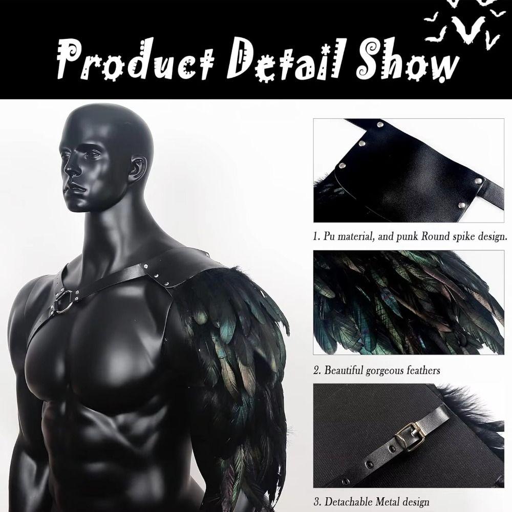 Feather Cloak Gothic Shoulder Armor Double Shoulder Medieval Guards Pirate Cosplay