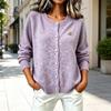 Damenmode Applikation Einreiher Strickjacke Pullover