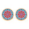 Enamel Mandala Lotus Earrings Henna Yoga Jewelry Stud Earrings For Women Charm Art Picture OM Symbol Buddhism Zen Glass Jewelry