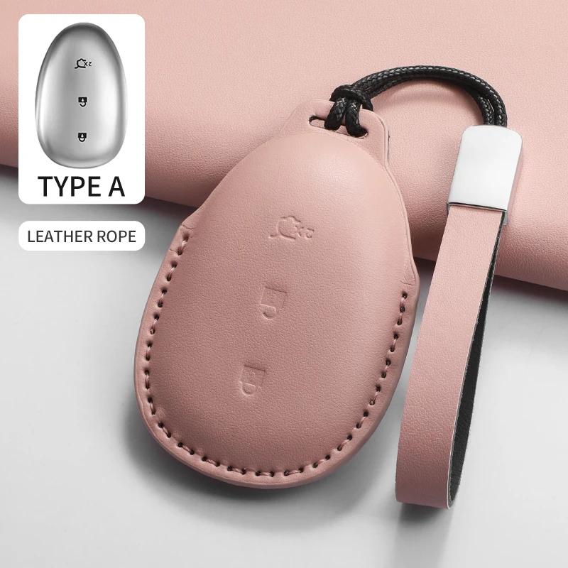 Fit For Changan Qiyuan A07 A05 Q07 Q05 Control Protect Case Long-lasting Auto Accessories Pu Genuine Leather Auto Key Fob Cover Case