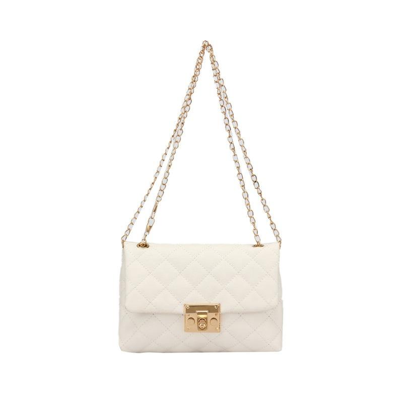 Lock Embroidered Rhombus Shoulder Women's Bag Tide Chain Lady Elegant Crossbody Cosmetic Bag