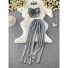 Pure Desire Style Sexy Lace-up Short With Chest Pad Tube Top Hanging Neck Top + High Waist Slimming Wide Leg Pants Two-piece Suit