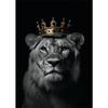 Schwarz Weiß Tierreich Poster Leinwanddruck Wandkunst Malerei Wilder Löwe Tiger Adler Bär mit Goldkrone Wandbild Heimdekor