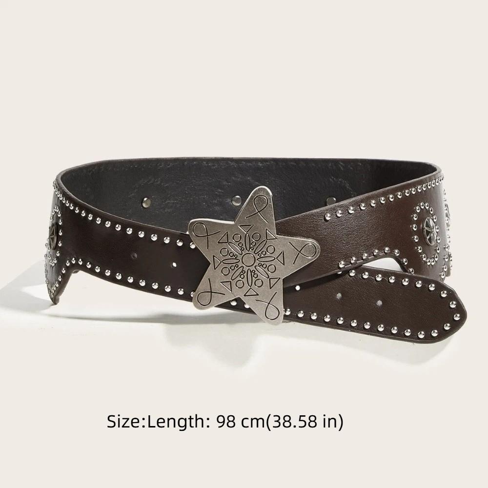 Solid Color Star Buckle Belt Multifunctional Wide Waistband Waist Chain Women's Accessories