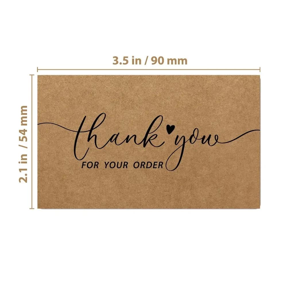 50 Pcs/set "Thank You" Greeting Cards 90*54mm Rectangular Thick Kraft Paper Cards Festival Gift Cards