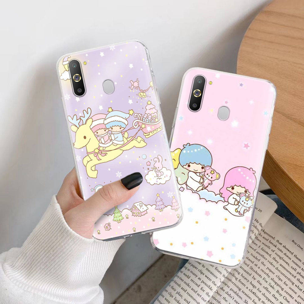 Transparente Hülle für Samsung A04 A14 A23 M33 M53 Realme 10 9 C35 C55 VIVO X80 Infinix Hot 30 Note 11 Tecno Spark 8P Pro L-1 Lovely Little Twin Star