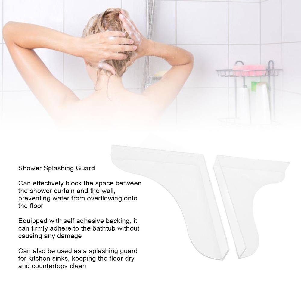 2pcs Acrylic Shower Splash Guard Clear Transparent Bathtub Water Blocker For Bathroom Use