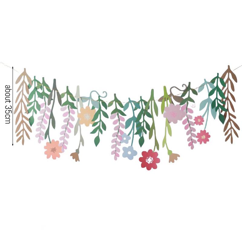 

Листья Цветы Гирлянда Бумажный Баннер Весна С Днем Рождения Праздничные Украшения Детские Девочки Сувениры Дом Стена DIY Подвесной Флаг
