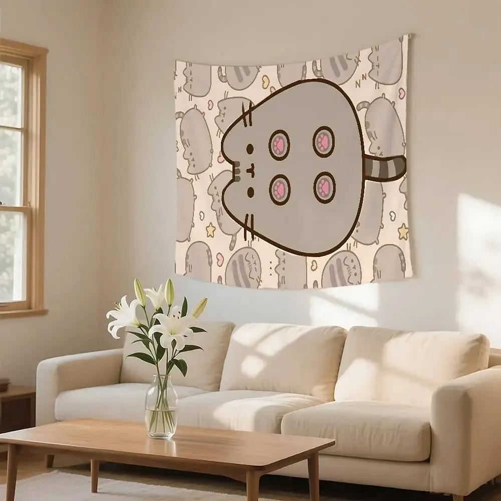 Hello Kitty Pusheen Sleep Tapestry Single Print Cute Stylish Durable Tapestry Home Living Room Bedroom Dorm Kawaii Vibe Decor