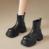 Black Short Boots, Small Cigarette Boots, Thick-Soled Martin Boots, Women'S Medium Tube Heightening British Style