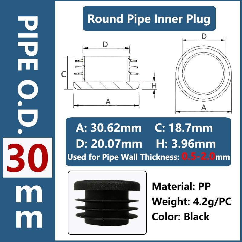 Round Plastic Inner Plug Steel Pipe End Cap Blanking Cover Anti Slip Furniture Chair Ladder Leg Protector Pad