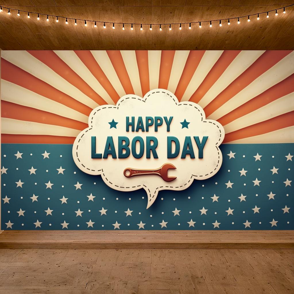 Holiday Background Retro Style Patriotic Banner Red Blue White Color Scheme Event Banner for Indoor Decoration Event Decoration