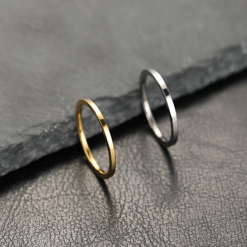 2mm Super Fine Stainless Steel Rings Japan Korea Fashion Flat Inside Spherical Titanium Ring Jewelry Accessories