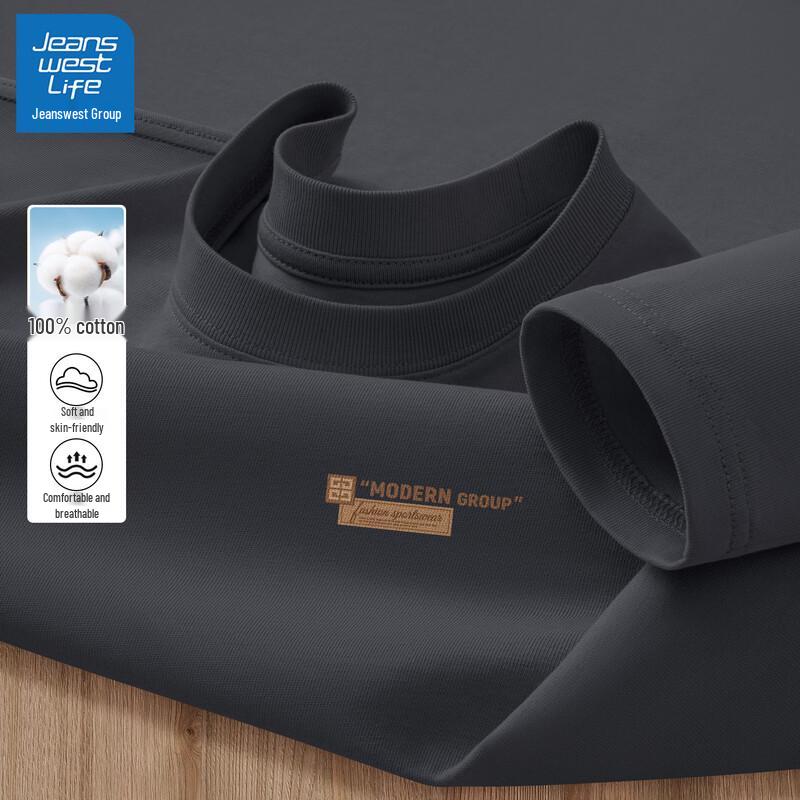 JEANSWEST LIFE Men's Letter Print Cotton Long Sleeve T-Shirt